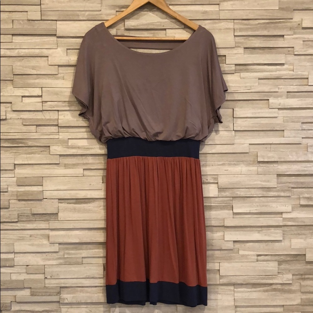 Lush Tri-color Dress with Back Cutout, Medium